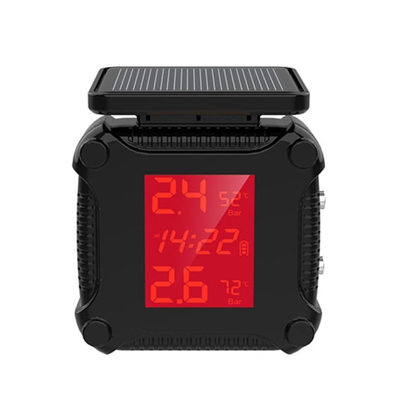 M Buder Motorcycle Tire Pressure Monitoring System Solar Magnetic Charge Waterproof Large LCD Display TPMS with 2 External Sensors Orange Light