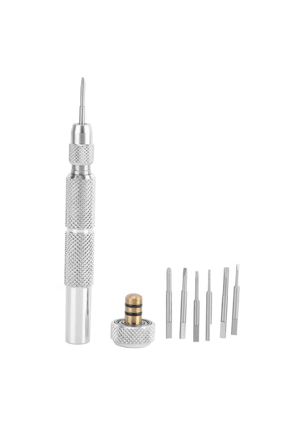 Multi Function Watch Screwdriver Repairing Household Accessory Tool Kit, Includes 6 Spare Alloy Steel Bits (Slot & Cross), 5.12 inches / 13 cm Length [cite: 6, 10]