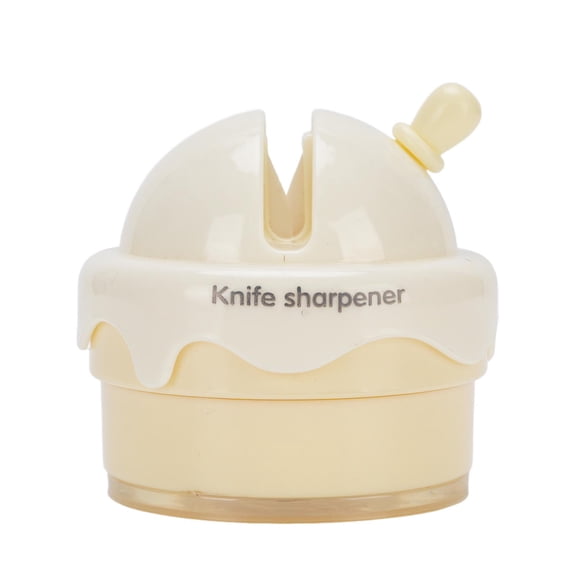 M Buder Multi-Functional Cutter Sharpener Quick Sharpening Stone Miniature Suction Cup Scissors Sharpener Tool for Kitchen Knives Tungsten Steel ABS Cream 2.76 inches / 7.0 cm Long