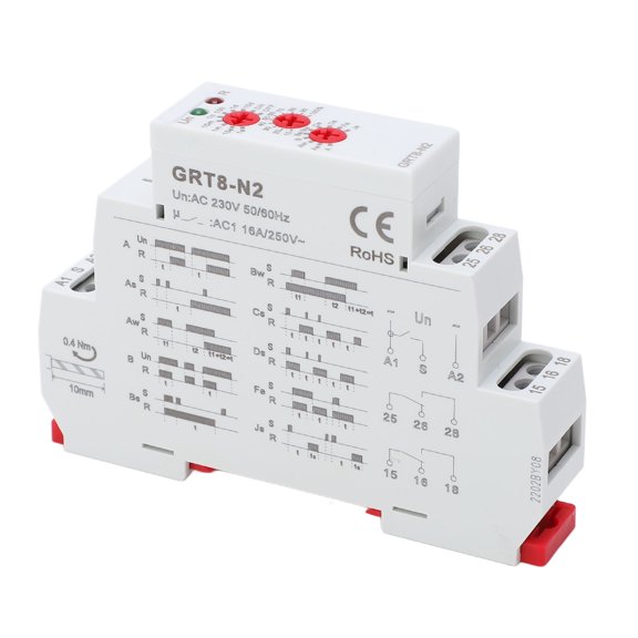 M Buder Multifunction Time Relay with Flame Retardant Housing, LED Indicator Light and Electronic Repeat Delay Cycle Timer, 0.1s to 10 Days Adjustable Control Relay AC 230V / 220V