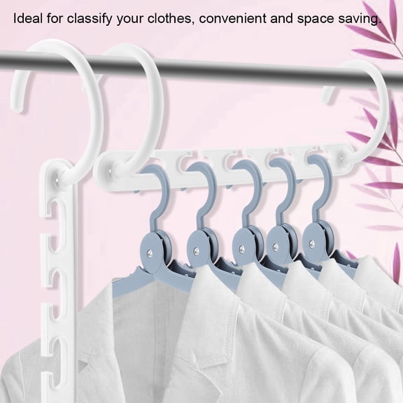 M Buder Multifunctional Closet Hangers Space Saving Wardrobe Clothes Rack Foldable Hook Organizer for Dorms Apartments 5 Count White (9.3 inches / 23.5 cm)