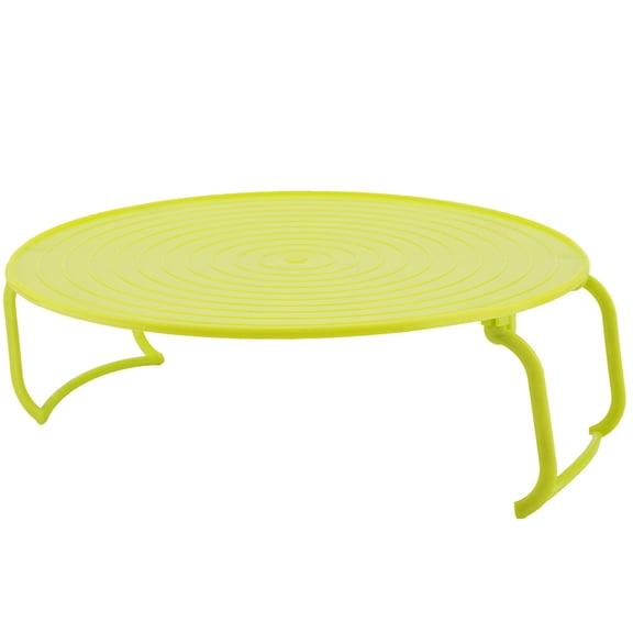 M Buder Multifunctional Plastic Microwave Oven Heating Layered Steaming Rack Foldable Cooking Tray Fridge Storage Organizer Shelf Double Capacity Accessory, Green 9.25 In / 23.5 cm