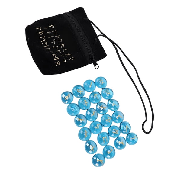 M Buder Natural Crystal Rune Stone Set Engraved Gold Lettering Runes Stones with Velvet Bag Instruction Manual for Home Decoration Meditation Reiki Crystal Healing Yoga, 25 Pcs / 25 Pcs