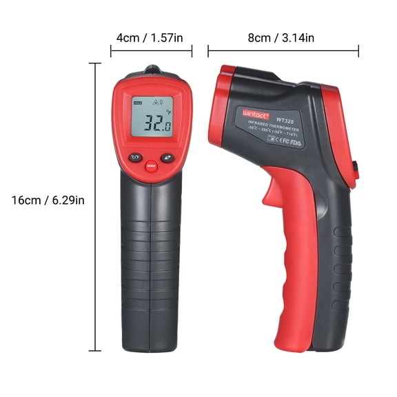 M Buder Non-Contact Infrared Thermometer, Instant Read Digital Laser Temperature Gun -58F to 716F (-50C to 380C) for Cooking, Food, Water, HVAC, Automotive & Industrial Use (6.29 in)