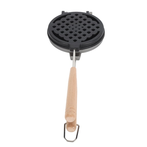 M Buder Nonstick Waffle Maker Pan Dual Sided Mini Stovetop Waffle Iron with Removable Wood Handle for Sandwiches