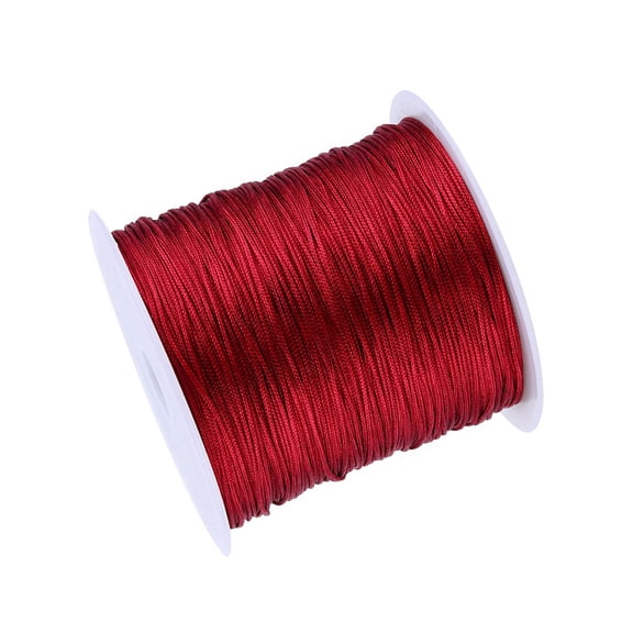M Buder Nylon Chinese Knot Cord - 100M x 0.8mm Rattail Macrame Thread for Jewelry Making (Burgundy) 328 ft / 100 m