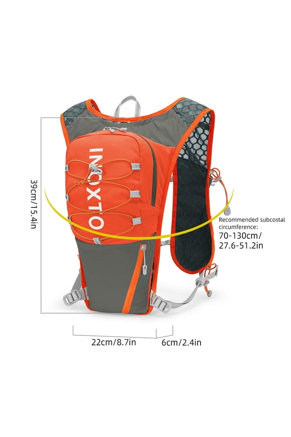 Nylon Hydration Pack 5L Hydration Backpack Lightweight Water Pack for Running Hiking Riding Cycling Outdoor Sports Daypack Men Women Orange (14.2 inches / 36.0 cm)