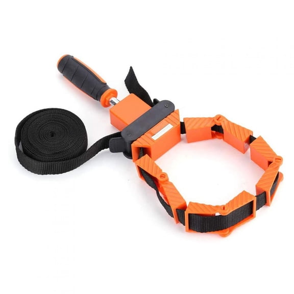 M Buder Nylon MultiFunction Binding Belt Clamp Frame Woodworking Tool Polygons Angle Clip for Picture Frames and Furniture, 13.12 ft / 4 m Strap Length with 4 Jaws Rapid Corner Clamp Orange