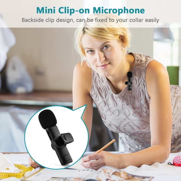 M Buder One-Trigger-Two Mini 2.4G Wireless Microphone System 20M Transmission Range Built-in Battery Clip-on Mic for Type-C Smartphones Tablets Vlog Live Streaming Black (10 inches / 25.4 cm)