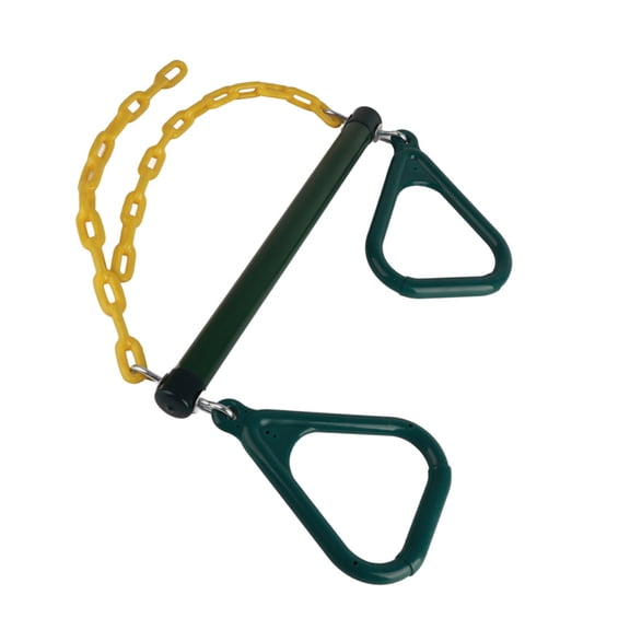 M Buder Outdoor Toy Trapeze Swing Bar Rings Chain Set Accessories for Gym Playground Backyard Powder Coated Steel Heavy Duty Easy Installation Friction Resistant Green 28.7 Inches