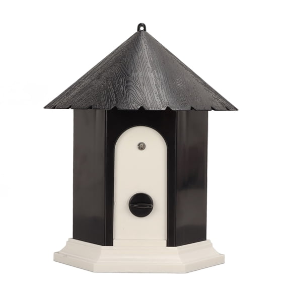 M Buder Outdoor Ultrasonic Bark Control Device Bird House Design, Adjustable Dog Bark Deterrent for Backyard, Weatherproof Pet Training Aid Tool (No Battery Included) Black