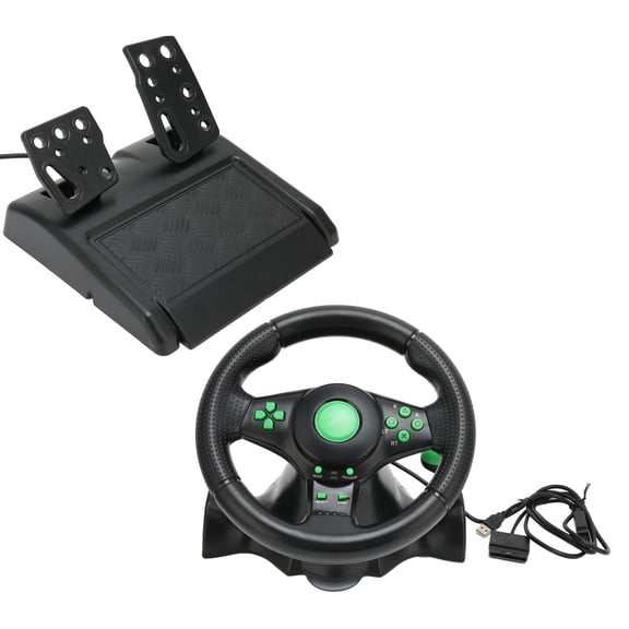 M Buder PC Racing Wheel Game Steering Wheel 180 Degree Car Racing Driving Wheel with Pedal for Racing Game, Compatible with XBOX 360, PS3, PS2, PC, USB Vibration Feedback Gaming Controller[cite: 1]