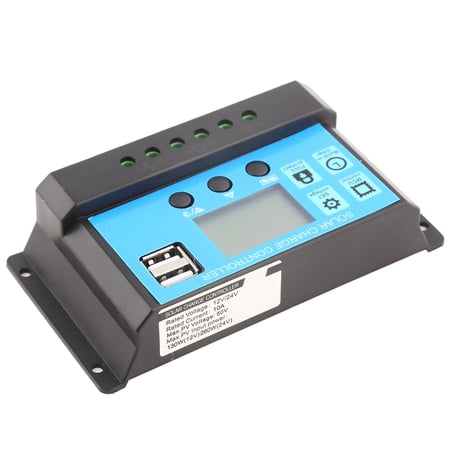 M Buder PWM 12V 24V Dual USB Solar Panel Charge Controller Regulator with LCD Display and 10A Capacity for Renewable Energy Systems Everyday Use (YJSS-10A)