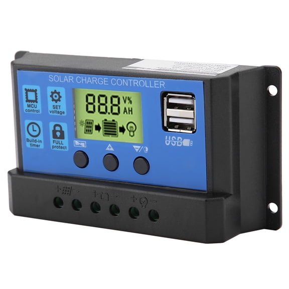 M Buder PWM 12V 24V Dual USB Solar Panel Charge Controller Regulator with LCD Display and 20A Capacity for Renewable Energy Systems Everyday Use (YJSS-20A)