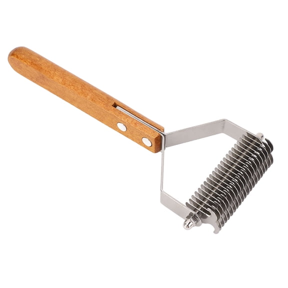 M Buder Pet Grooming Brush Stainless Steel Double Sided Dematting Deshedding Dogs Shedding Tool Wooden Handle Large 10.2 inches / 26 cm