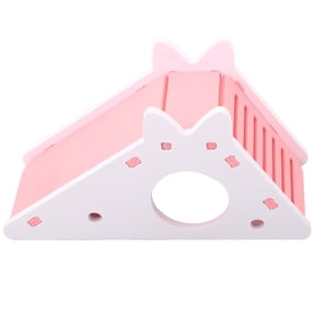 M Buder Pink Wooden Hamster House Rest Nest with Assembly Climbing Stairs Small Pet Exercise Playing Toy 7.87 x 5.51 inches / 20 x 14 cm