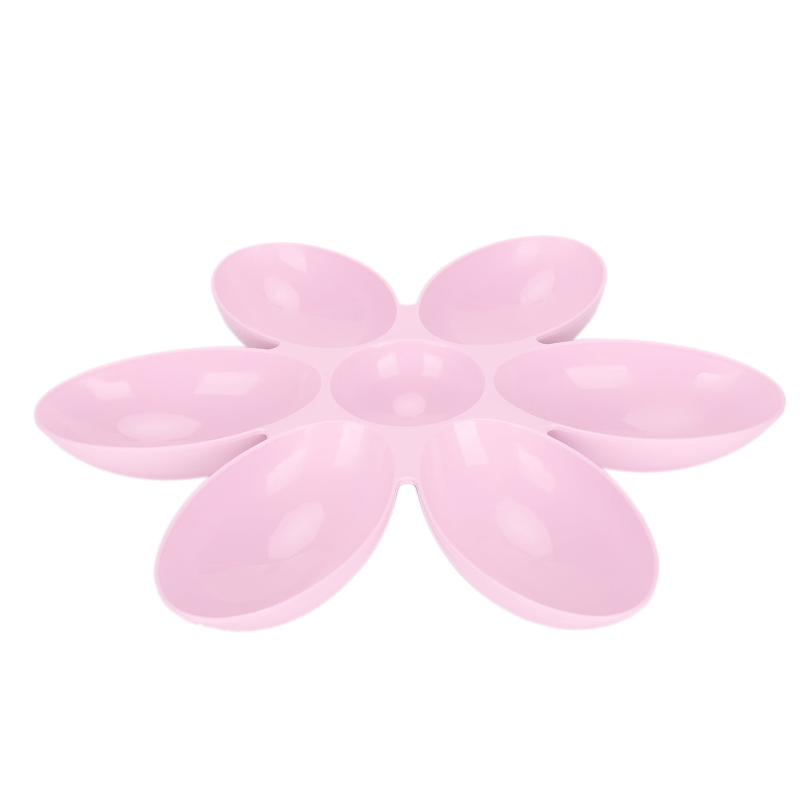M Buder Plastic Pet Bowl Food Grade Flower Petals Shaped 6 Grids Cat Feeding Dish Dispenser for Food and Water, Slow Feeder Design for Cats and Small Dogs, 16.3 inches / 41.5 cm Pink
