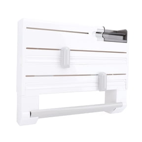 M Buder Plastic Wrap Dispenser Wall Mount Multipurpose Foil Organizer with Paper Towel Holder for Kitchen Storage, 15.35 inches / 39 cm