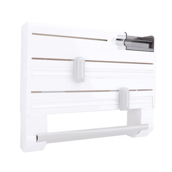 M Buder Plastic Wrap Dispenser Wall Mount Multipurpose Foil Organizer with Paper Towel Holder for Kitchen Storage, 15.35 inches / 39 cm