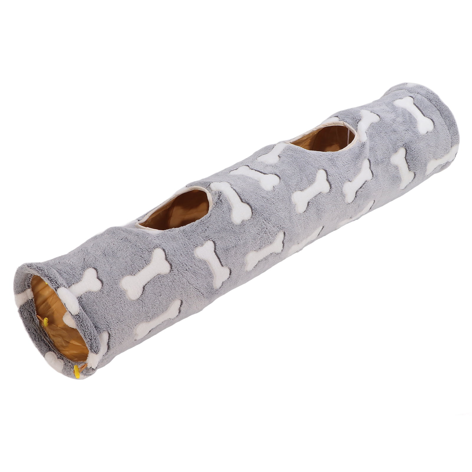 M Buder Plush Cat Tunnel Toy Collapsible Scratch Resistant Little Pet Tube Play Tent for Cats Rabbits Puppies Indoor Outdoor Use Bone Gray 11.02 inches / 28 cm