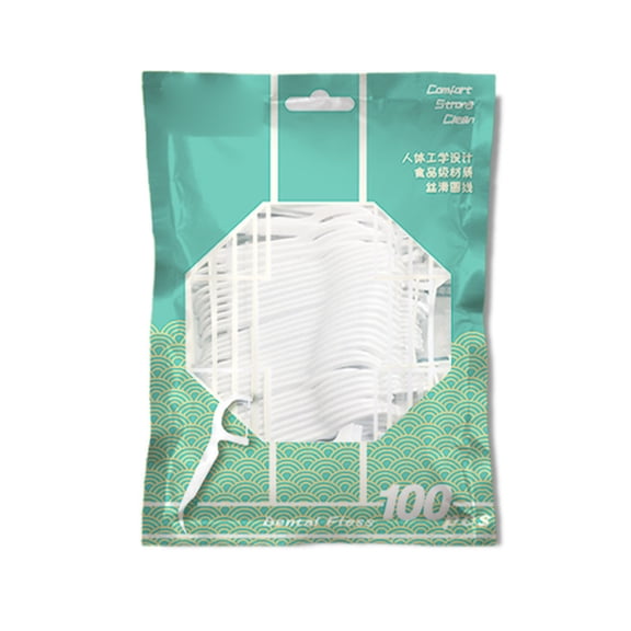 M Buder Polymer Dental Floss Picks, Portable Tooth Cleaner Toothpicks, Bow-Shaped Design, 100 Count / 100 pcs