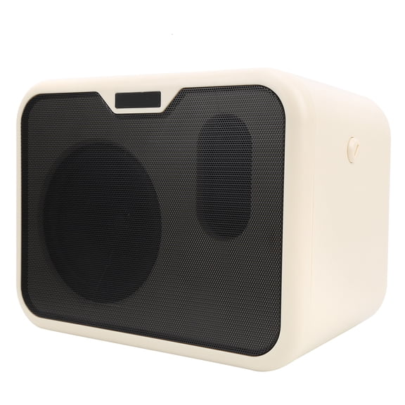 M Buder Portable Electric Bass Guitar Amplifier 10W Mini Speaker Normal/Drive Dual Channel Amp 5 inches / 12.7 cm White (EU Plug)