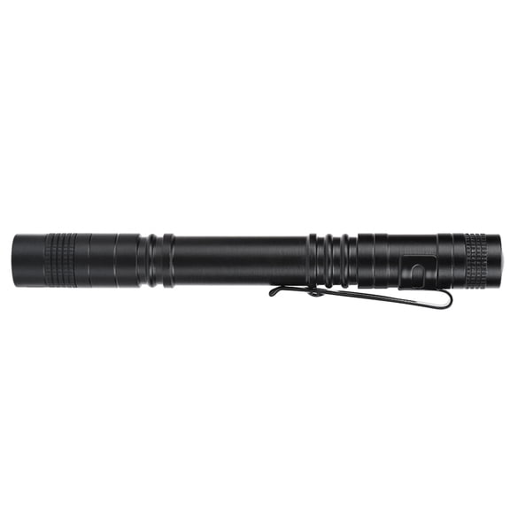 M Buder Portable LED Flashlight Ultra Bright Mini Pen Shape Pocket Torch for Camping and Hiking, Black, Aluminum Alloy Construction, Daily Water Resistant, Requires 2 AAA Batteries, 1 Count
