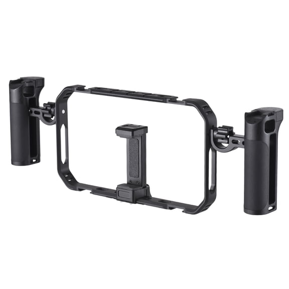 M Buder Portable Phone Video Rig Kit Smartphone Stabilizer Handheld Camera Support with Dual Side Handles 6 Cold Shoe Mounts and Bluetooth Remote Shutter for Vlogging iPhone 16 15 14 13 Android Black