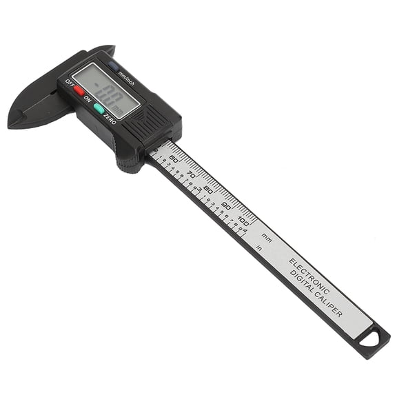 M Buder Practical 100 mm / 4 in Electronic Digital Vernier Caliper Measuring Tool With Large LCD Screen Display, Carbon Fiber Plastic, 0.1mm Resolution, Perfect For DIY & Jewelry (Without Battery)