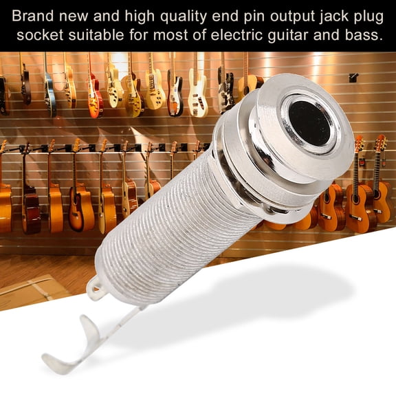 M Buder Premium 1/4 Inch Cylinder Long Threaded End Pin Output Jack Socket for Electric Guitar and Bass Instrument Replacement Parts and Repair Accessories (Silver, 2.4 inches / 6 cm)