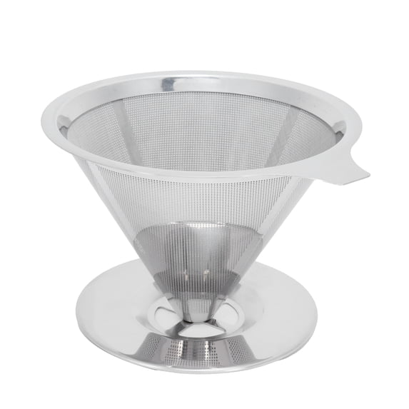 M Buder Premium 304 Stainless Steel Brew Drip Coffee Filter Funnel Cup Dripper Coffee Machine Accessories Reusable Cone Dripper For Home Office Travel Base 3.9 inches / 10 cm Height 3.3 inches