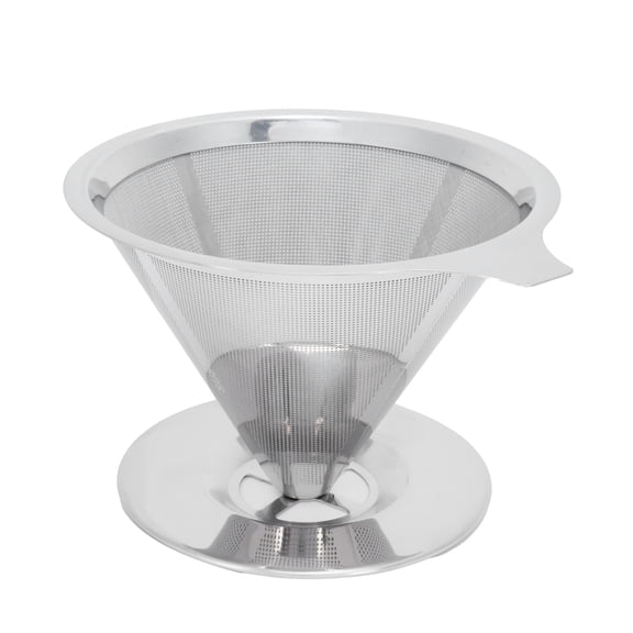 M Buder Premium 304 Stainless Steel Brew Drip Coffee Filter Funnel Cup Dripper Coffee Machine Accessories Reusable Cone Dripper For Home Office Travel Base 3.9 inches / 10 cm Height 3.3 inches