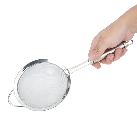 M Buder Premium 304 Stainless Steel Fine Mesh Filter Spoon with Ergonomic Long Handle, Professional Kitchen Strainer Tool for Oil, Flour, and Juice, 5.7 inches / 14.5 cm Diameter
