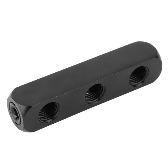 M Buder Premium Aluminum Air Hose Inline Manifold Block Splitter Pneumatic Connector 1/4 Inch BSPP Thread Black, Multi-Port Distribution Hub (3 Way) [cite: 5, 8]