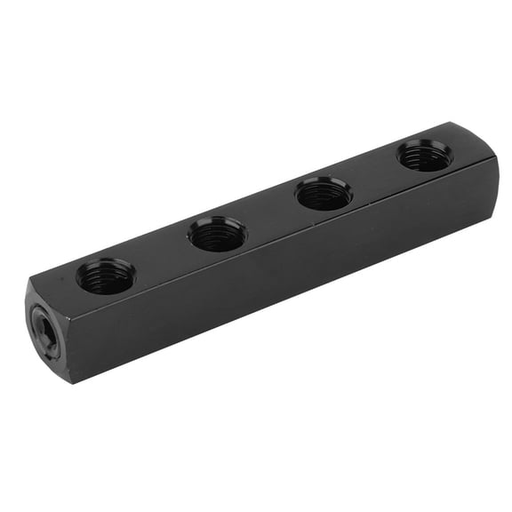 M Buder Premium Aluminum Air Hose Inline Manifold Block Splitter Pneumatic Connector 1/4 Inch BSPP Thread Black, Multi-Port Distribution Hub (4 Way) [cite: 13, 16]