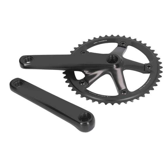 M Buder Premium Aluminum Alloy 144 BCD 48T Single Speed Bike Crankset Bicycle Crank Arm Set Black Track Fixed Gear Crank Arm 11.02 inches / 28 cm For Professional Cycling Replacement Parts