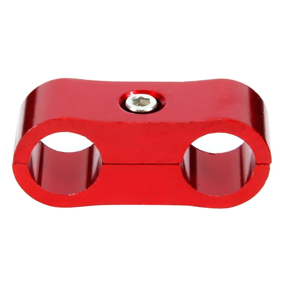 M Buder Premium Aluminum Alloy AN4 Oil Fuel Water Hose Tube Separator Divider Auto Accessory For Engine Modification, Double Hole Clamp (1.97 inches / 5 cm), Red