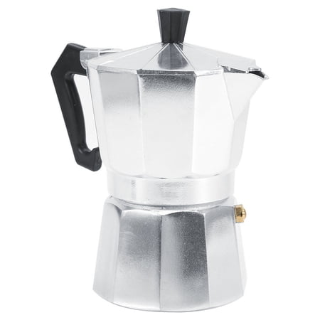 M Buder Premium Aluminum Moka Pot Stovetop Espresso Maker, Italian Style Octagonal Coffee Percolator for Home and Office, 150ml 3-Cup Capacity (5.07 fl oz / 150ml), Silver Finish
