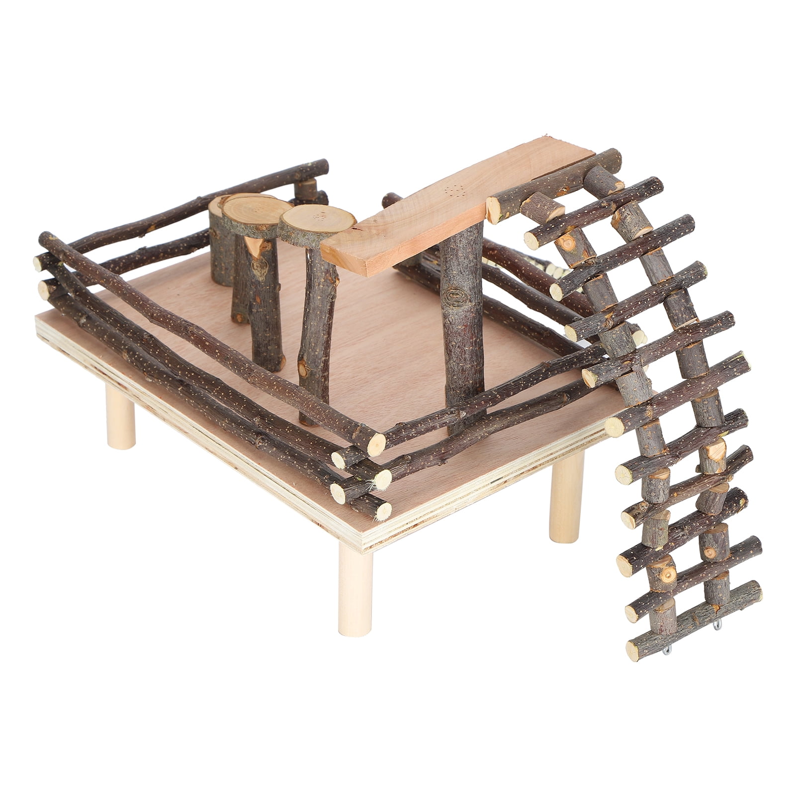 M Buder Premium Applewood Hamster Ladder Playground Natural Wooden Stairs Step Climbing Exercise Toy for Small Pets 13 inches / 33 cm Activity Center