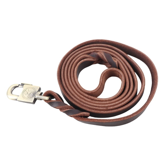 M Buder Premium Braided Leather Dog Training Leash Heavy Duty Pet Control Lead for Medium and Large Dogs Brown 6.1 ft / 1.85 m Length 0.7 in / 1.8 cm Width