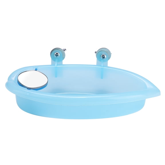 M Buder Premium Cute Pet Parrot Bathtub Box with Built-in Mirror Bird Cage Toy Accessory Blue Compact Bathing Tub for Parakeets Budgies Small Birds 7.48 inches / 19.00 cm