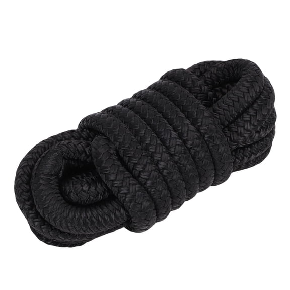 M Buder Premium Double Braided Nylon Dock Line 3/8 Inch x 15ft Heavy Duty Marine Grade Boat Rope High Strength Mooring Line with 12in Eyelet for Secure Boat Docking, Black (10 in / 25.4 cm)