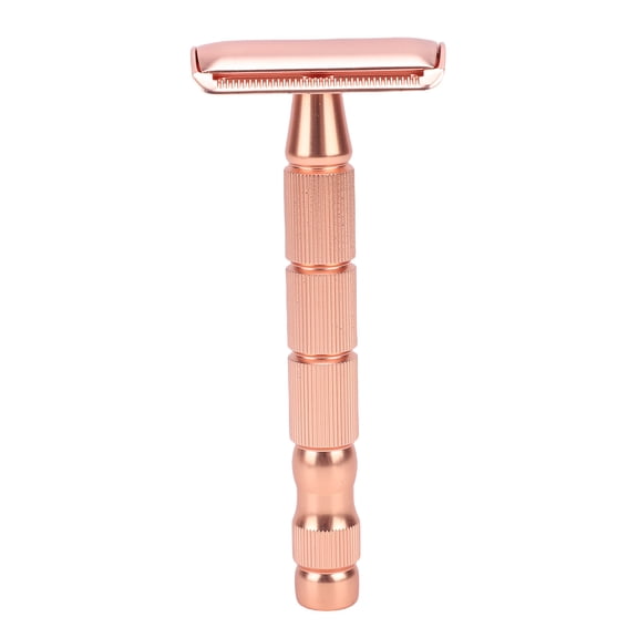 M Buder Premium Double Edge Metal Safety Razor Set with Non Slip Handle Reusable Manual Shaving Tool for Men and Women, Rose Gold Pink Shaver with 10 Refills Blades (5.1 inches / 13.0 cm)