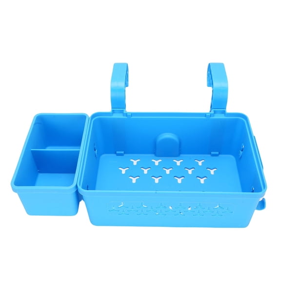 M Buder Premium Large Capacity Poolside Storage Basket with Built-in Cup Holders, Water Proof Above Ground Pool Organizer Accessories, Heavy Duty Design, Blue (12.4 inches / 31.5 cm)
