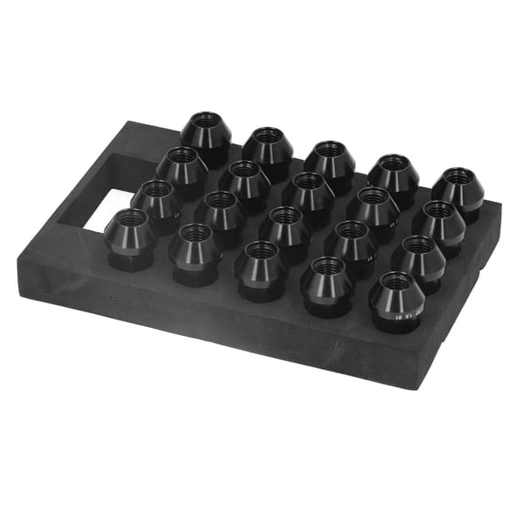 M Buder Premium M12x1.5 Lug Nuts with Socket Adapter, Durable Aluminum Alloy 42mm / 1.65 inches Long 19Hex for JDM Racing Style, Replacement for Hyundai, Black, 20-Piece Set