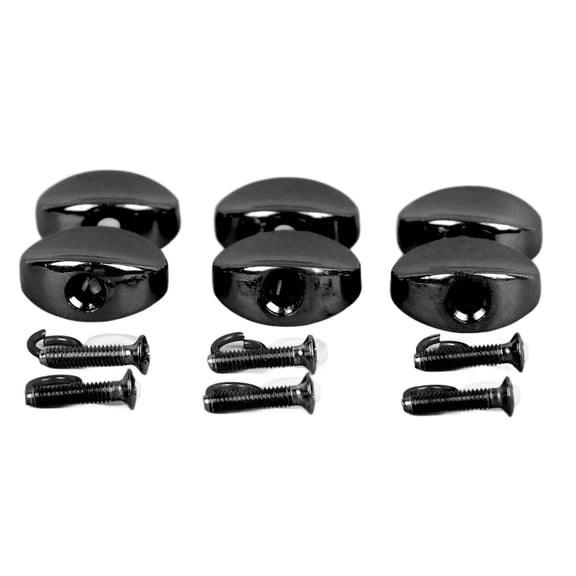 M Buder Premium Metal Guitar Tuning Peg Buttons 6 Pieces Set, Easy to Install Replacement Machine Head Tuner Knobs for Acoustic and Electric Guitars, Includes Screws and Washers, Black