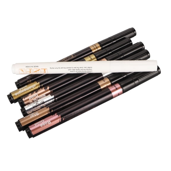M Buder Premium Mirror Marker Set Rose Gold Fade Resistant Metallic Paint Pens with Erase Tool for DIY Art Glass Wood Cardboard Rocks Ceramics, 7 Count