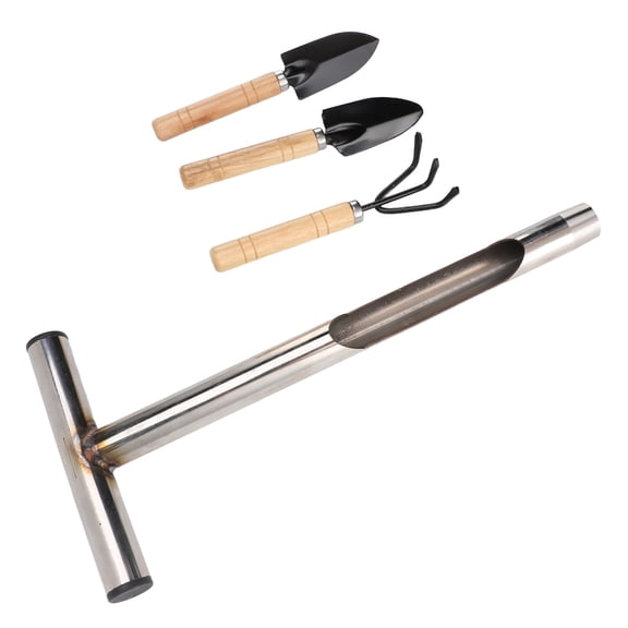 M Buder Premium Soil Sampler Probe Stainless Steel T-Handle Test Kit with 4 Reusable Sample Bags and 3 Small Garden Tools for Plant Care Lawn Farm 13.6 in