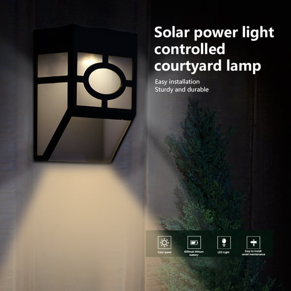 M Buder Premium Solar Powered Wall Mount 2 LED Light, High Brightness Waterproof Outdoor Garden Path Landscape Fence Yard Security Lamp, Soft Warm White (1 Pack, 4.72x3.35x1.97 inches / 12x8.5x5 cm)