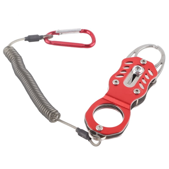 M Buder Premium Stainless Steel Fish Gripper, Portable Aluminum Alloy Fish Control Pliers & Clamp and Lip Grip Tool with Safety Anti-Lost Lanyard (Activity Red, 4.84 Inches / 12.3 cm)